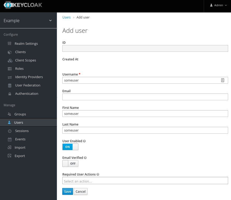 Create someuser