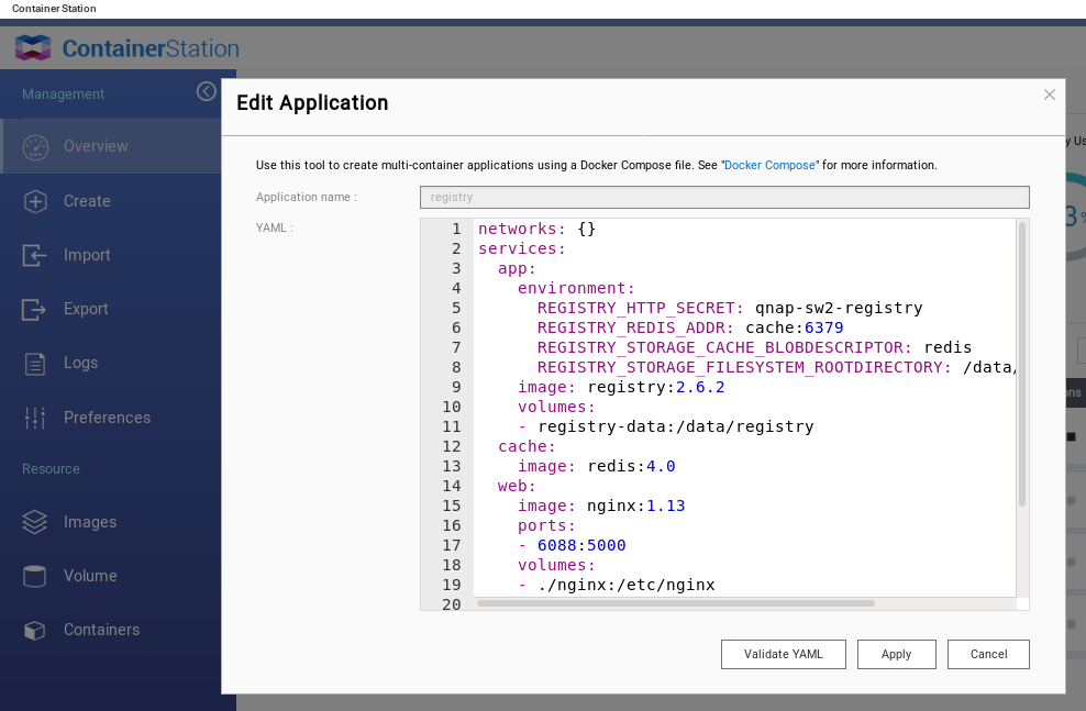 registry app config